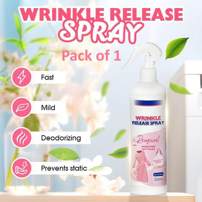 Instant Wrinkle Release Spray – No Iron Fabric Smoother, Anti-Static Clothing Refresher(Pack of 1)