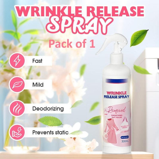 Instant Wrinkle Release Spray – No Iron Fabric Smoother, Anti-Static Clothing Refresher(Pack of 1)