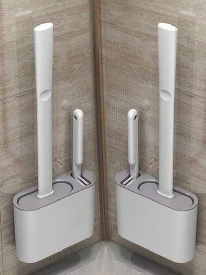 Wall Mounted Silicone Toilet Brush Set